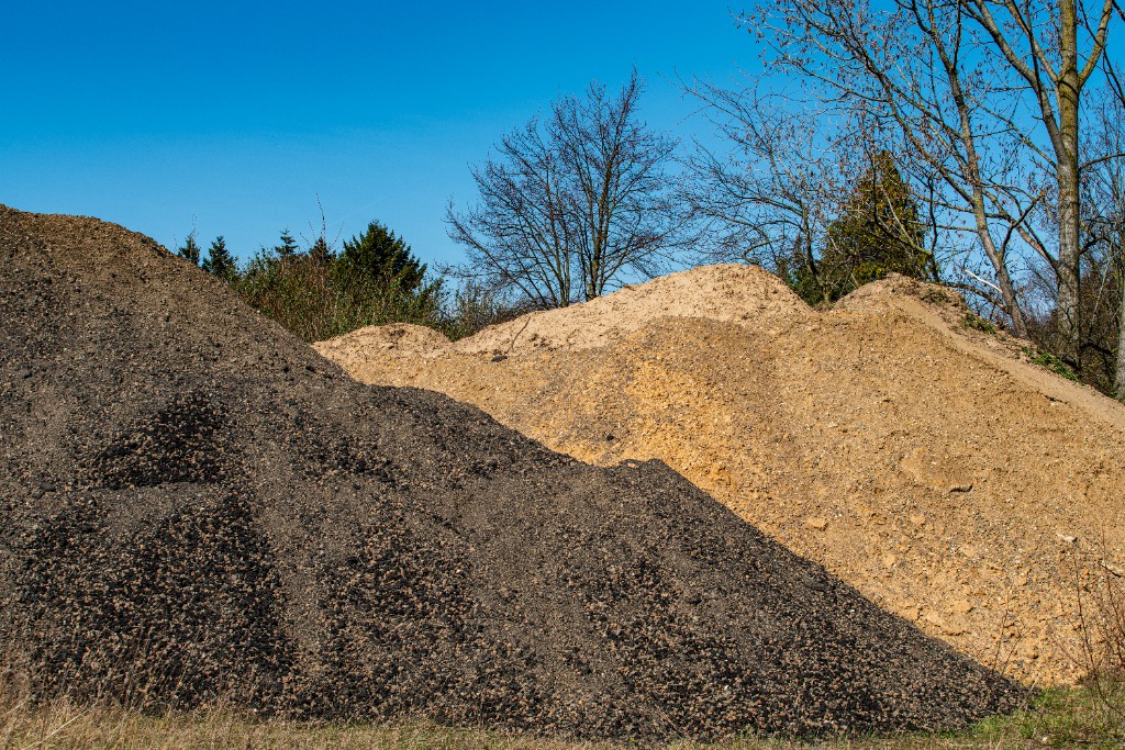 Piles of gravel and fill materials